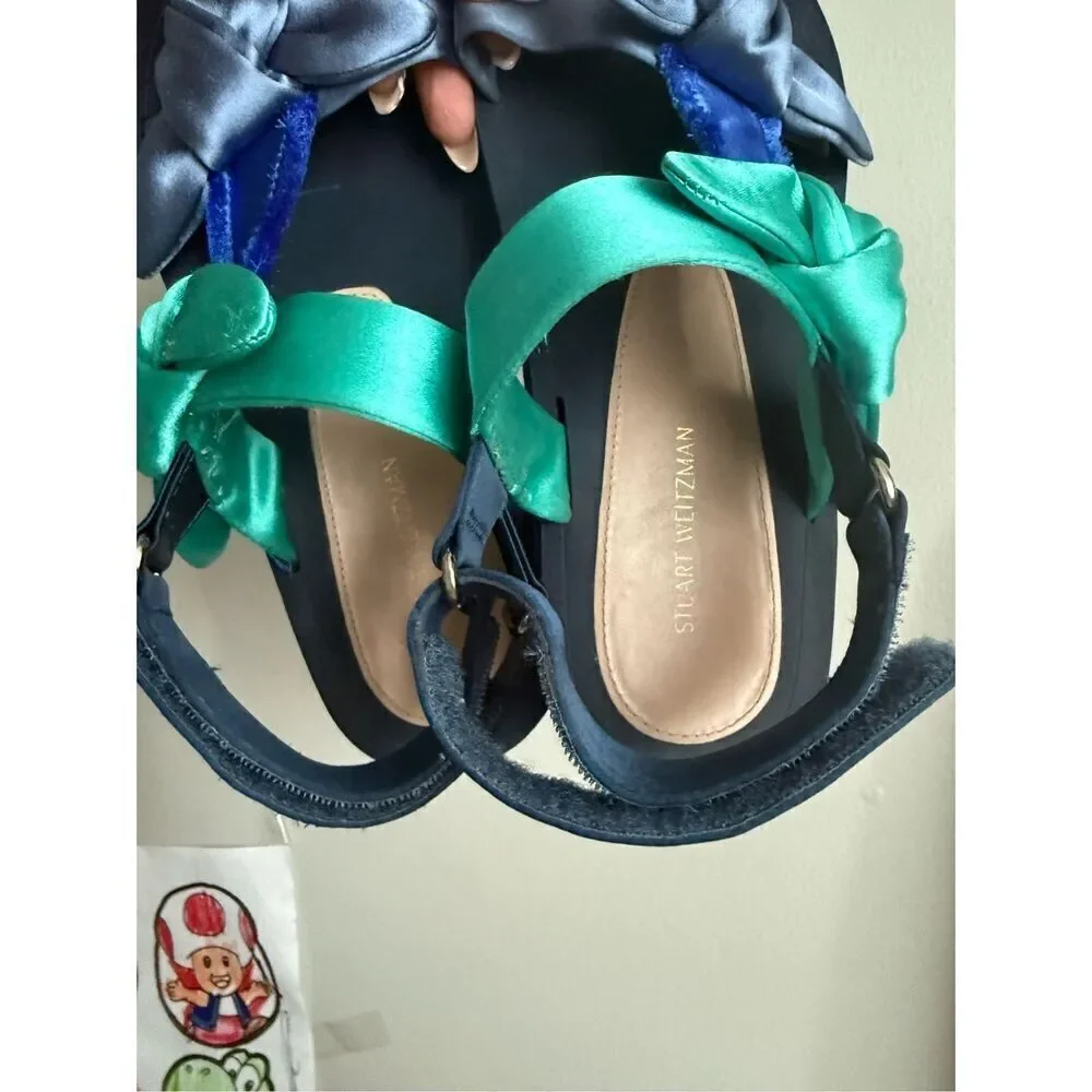 Stuart Weitzman satin knot slingback sandals size 7